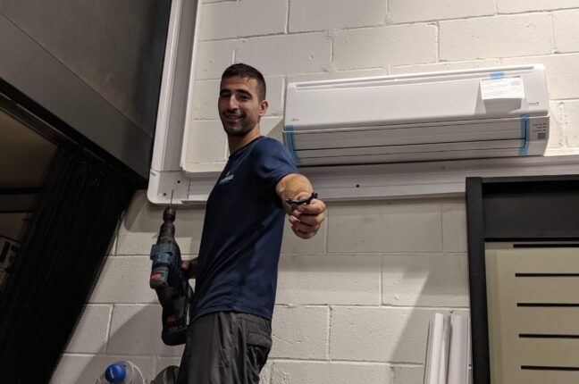 Installation of a split AC in a commercial location