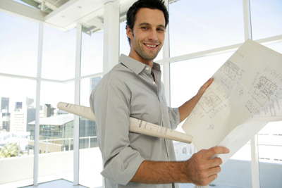 architect with a building plan