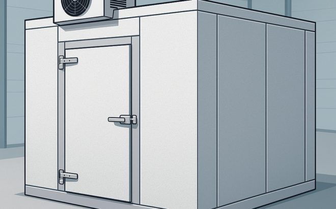 New commercial walk-in cooler with top-mounted condensing unit